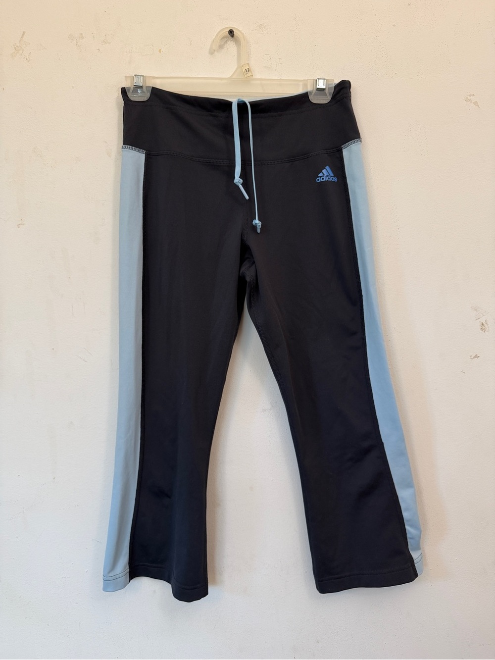 Adidas Navy & Light Blue Striped Capri Leggings S